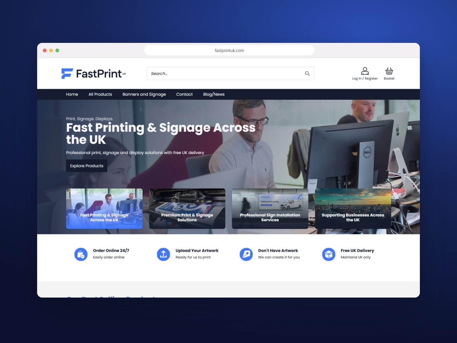The Fast Print UK website shown in a browser window